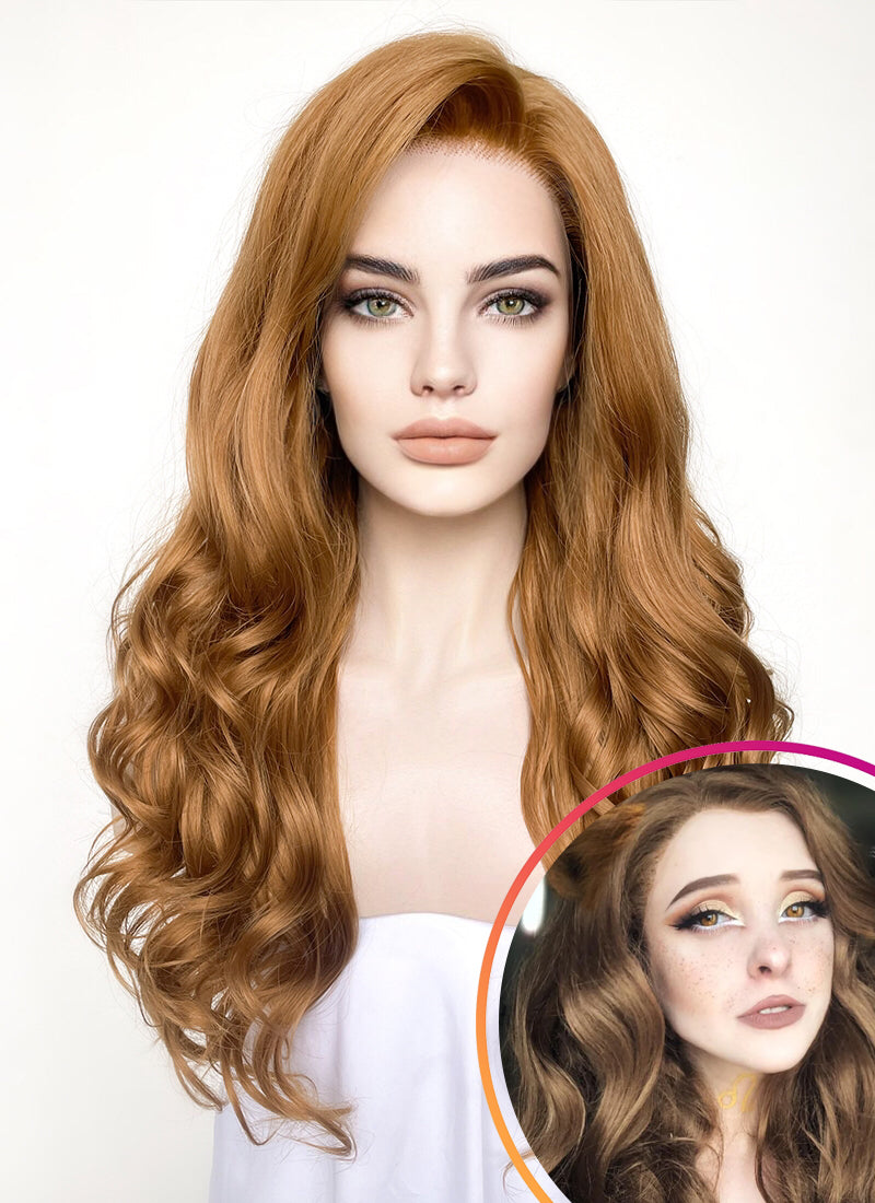 Chestnut Brown Wavy Lace Front Synthetic Wig LF109 Wig Is Fashion