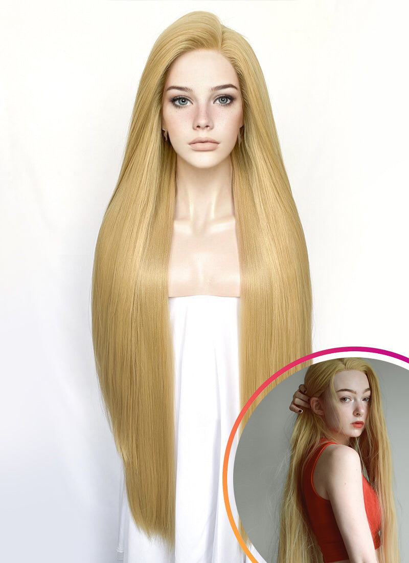 Long blonde best sale human hair wig