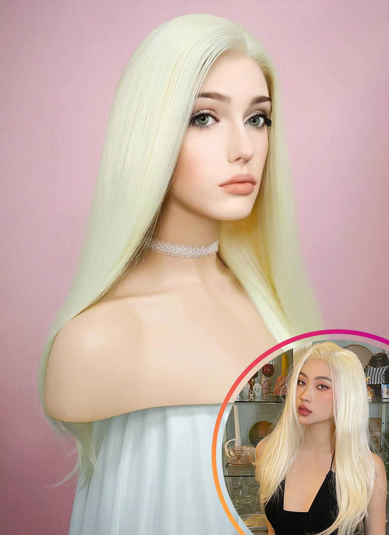 Straight Light Blonde Lace Front Synthetic Wig LF010