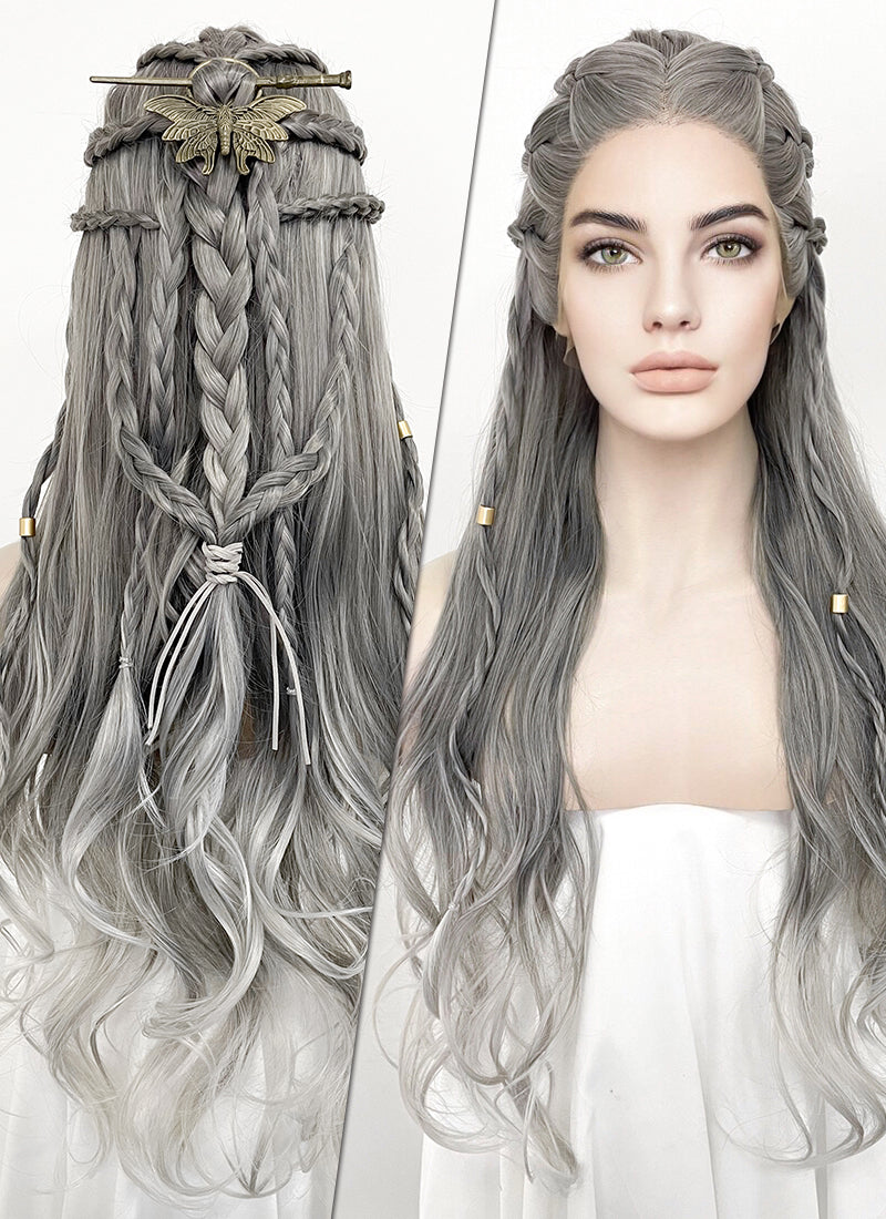 Two Tone Grey Braided Lace Front Wig WigIsFashion Wig Is Fashion