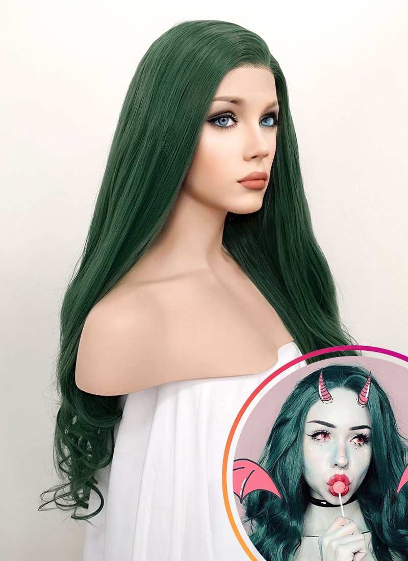 Green synthetic wig sale