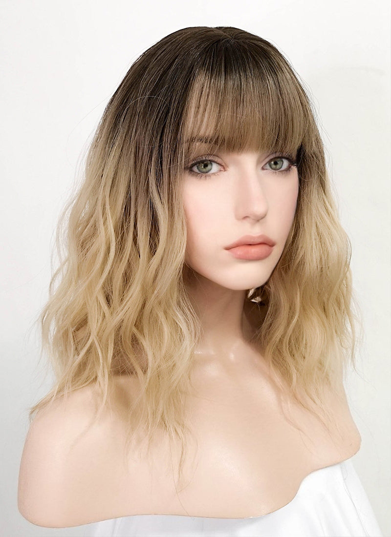 Dark blonde wig on sale with bangs