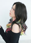 Black Rainbow Color Wavy Lace Front Synthetic Wig LF3286