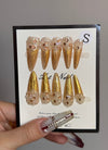 Golden Glow Petite Diamonds-Tone Almond Reusable Press-On Nails NF020