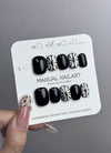 Dark Black Devil's Eye & Silver Cat-Eye Rounded Handmade Press-On Nails NF021