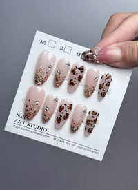 Stunning Shiny Stainless Steel Almond Handmade Press-On Nails NF024