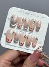 French Cat-Eye Tiger Print Square Handmade Press-On Nails NF030