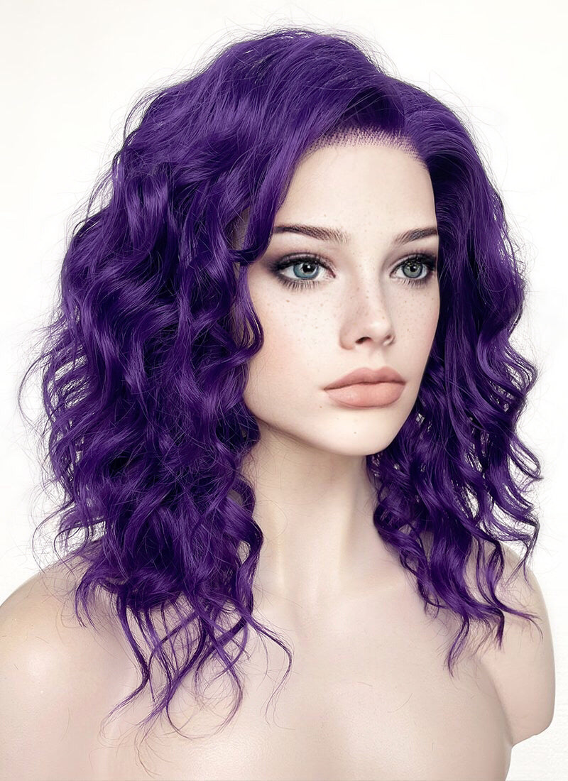 Long curly 2024 purple wig