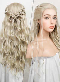 Game of Thrones Daenerys Targaryen Light Ash Blonde Braided Lace Front Synthetic Wig LF2039