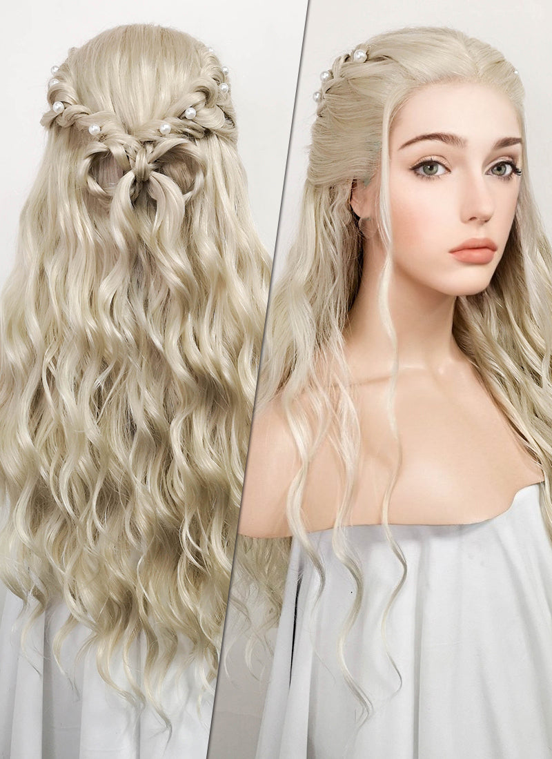 Light Ash Blonde Braided Lace Front Synthetic Wig LF2092