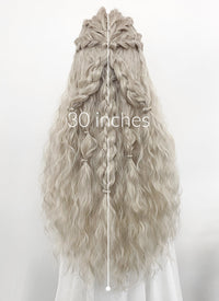 Silver Grey Braided Lace Front Synthetic Wig LF2127