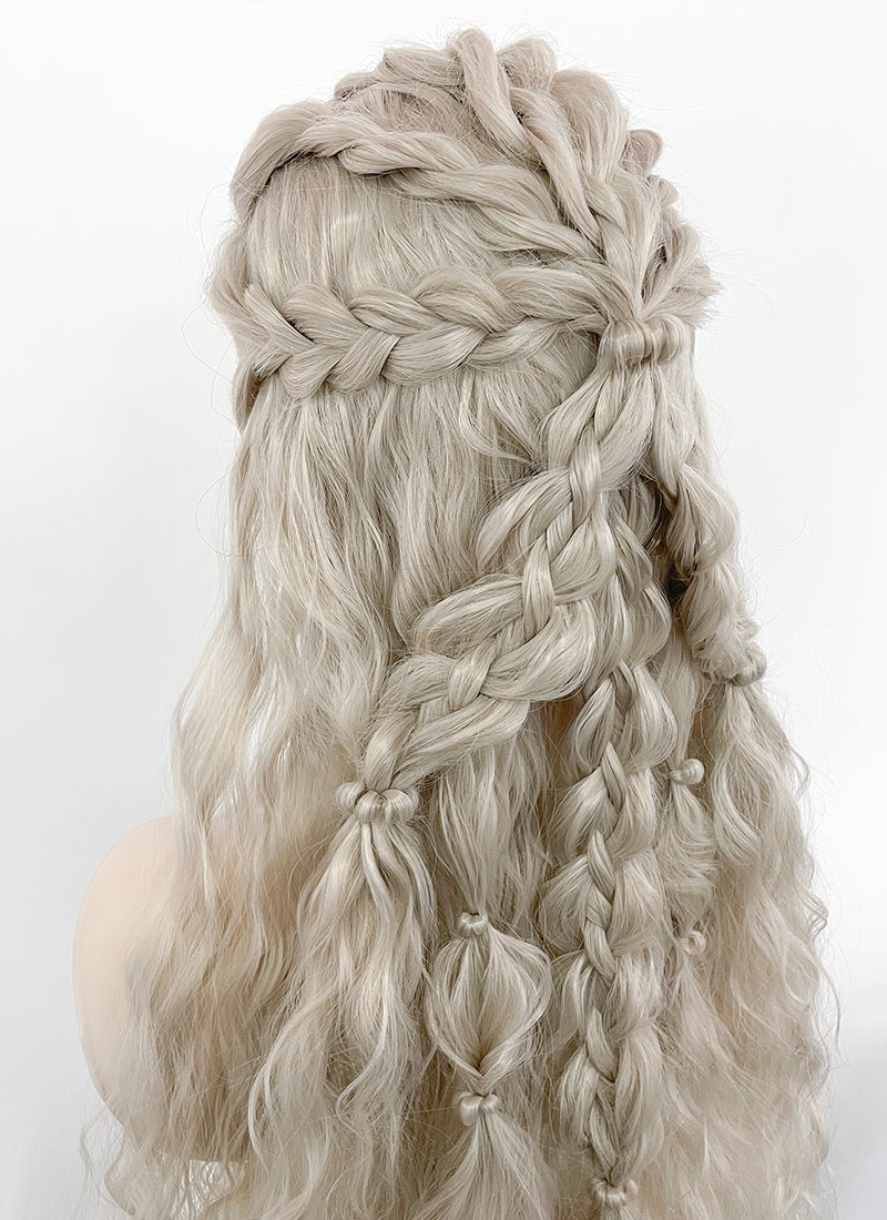 Silver Grey Braided Lace Front Synthetic Wig LF2127