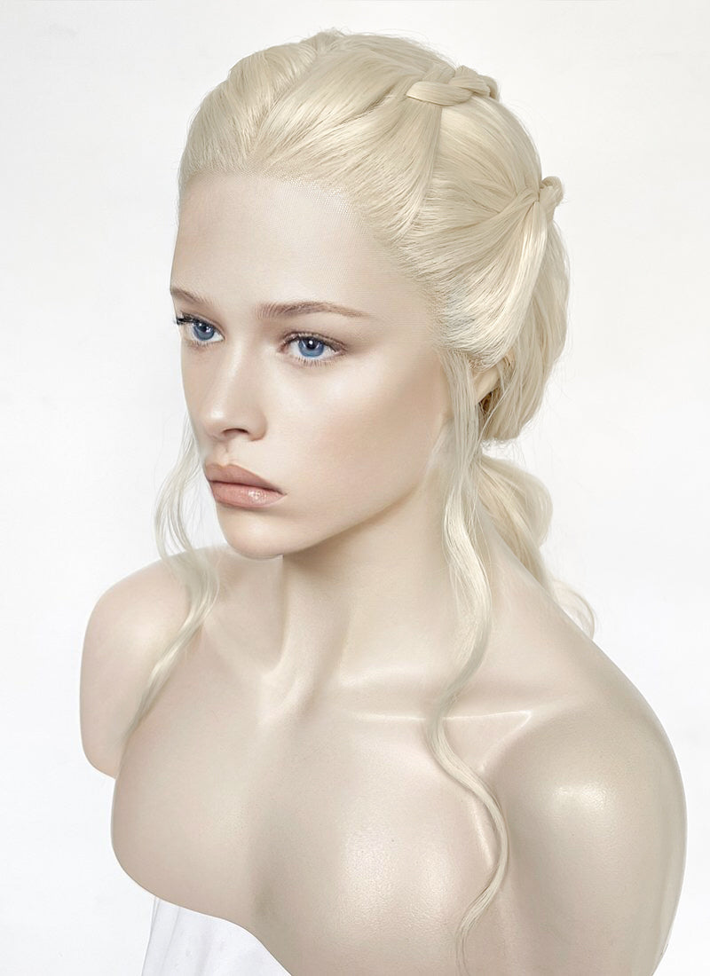 House of the Dragon Queen Rhaenyra Targaryen Platinum Blonde Braided Lace Front Synthetic Wig LF2168