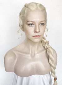 House of the Dragon Queen Rhaenyra Targaryen Platinum Blonde Braided Lace Front Synthetic Wig LF2169