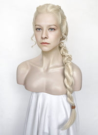 House of the Dragon Queen Rhaenyra Targaryen Platinum Blonde Braided Lace Front Synthetic Wig LF2169