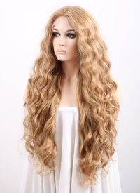 Wavy Golden Blonde Lace Front Synthetic Wig LF244