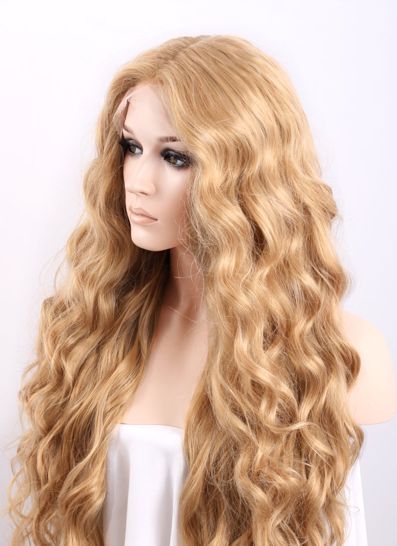 Wavy Golden Blonde Lace Front Synthetic Wig LF244