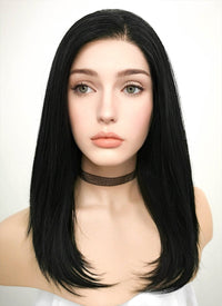 Jet Black Straight Lace Front Synthetic Wig LF262