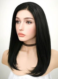 Jet Black Straight Lace Front Synthetic Wig LF262