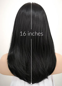 Jet Black Straight Lace Front Synthetic Wig LF262