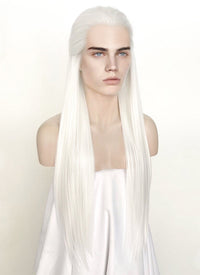 White Straight Lace Front Synthetic Men's Wig LF3270B