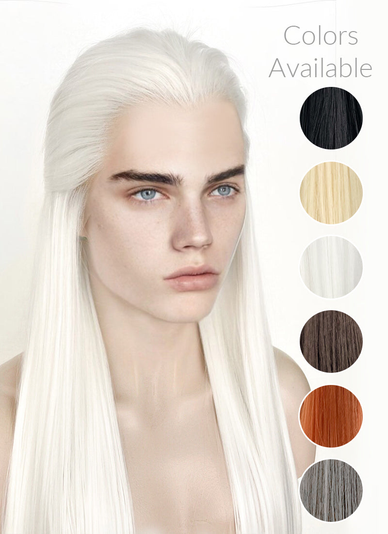 White Straight Lace Front Synthetic Men's Wig LF3270B (Customisable)