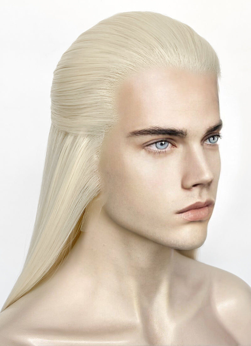 Platinum Blonde Straight Lace Front Synthetic Men's Wig LF3270F