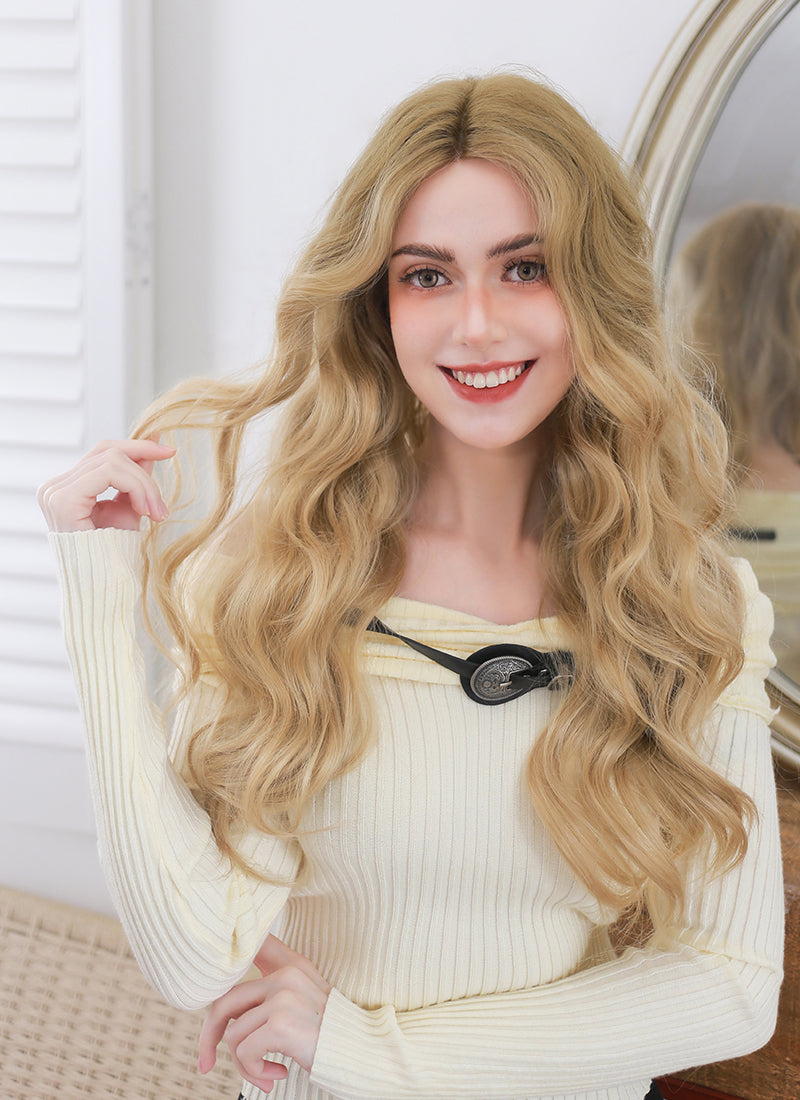 Celebrity store wowfactor Long straight h.d blonde brown root lace front wig