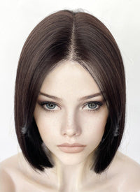 Brunette Curtain Bangs Straight Lace Front Synthetic Hair Wig LF3323