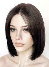 Brunette Curtain Bangs Straight Lace Front Synthetic Hair Wig LF3323