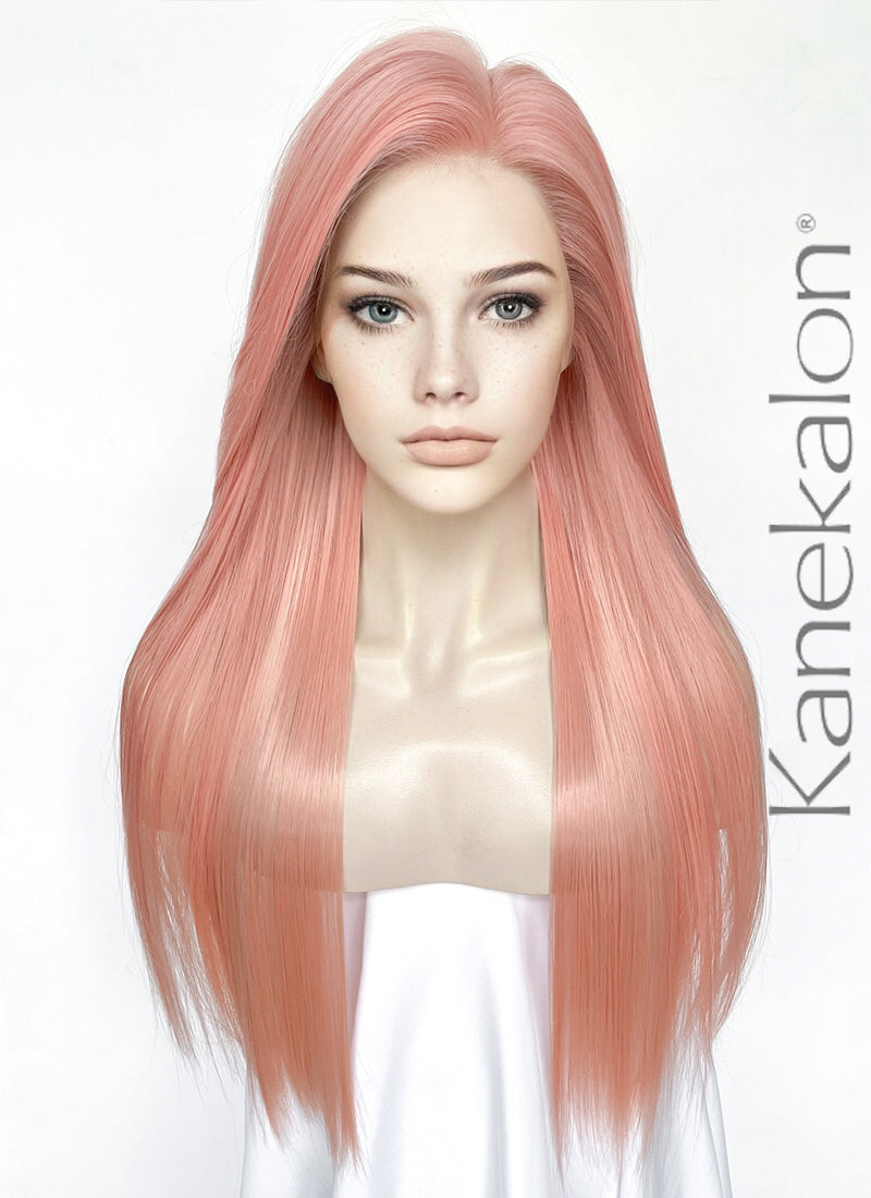 Pink Straight Lace Front Kanekalon Synthetic Hair Wig LF3342