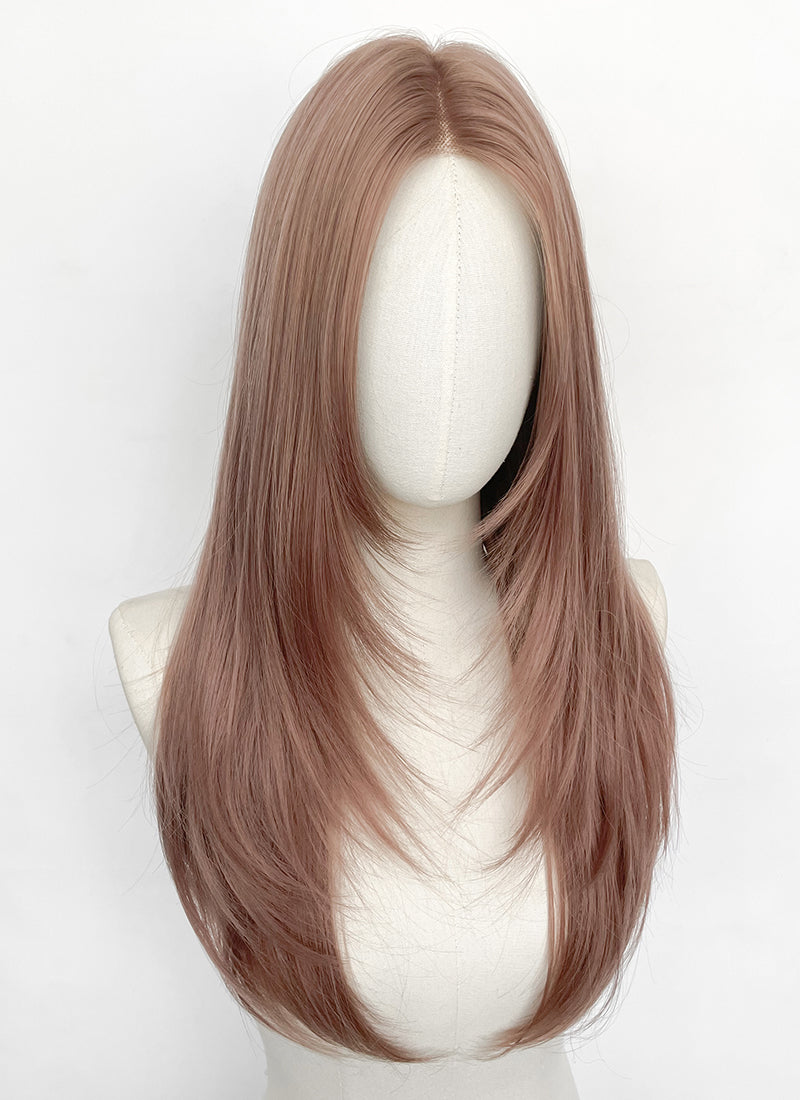 Ash Pink Straight Layered Hush Cut Lace Front Synthetic Hair Wig LF3352