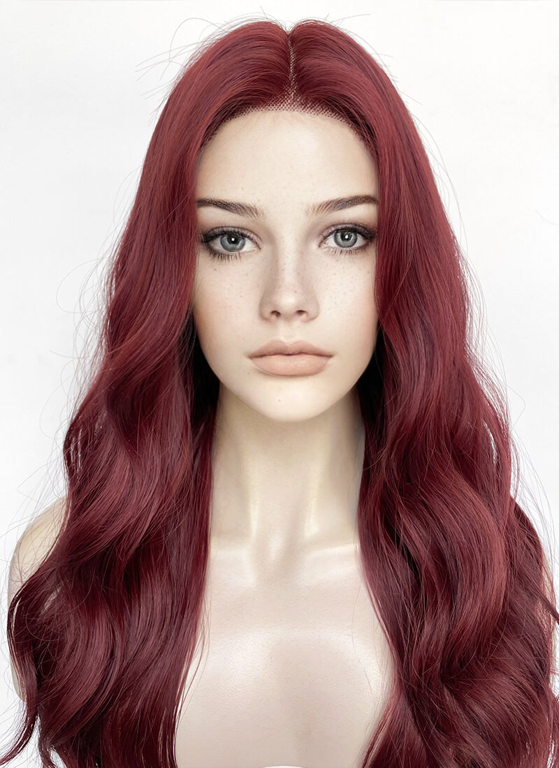 Burgundy Red Wavy Lace Front Synthetic Hair Wig LF3353