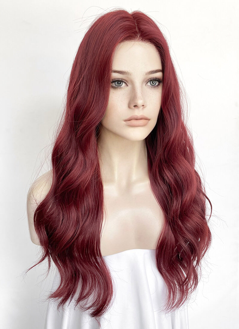 Freepart h.d burgundy red wavy lace wig fashion