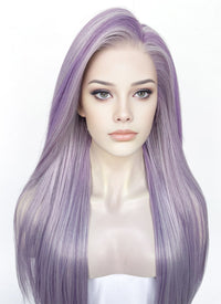 Pastel Mixed Purple Straight Lace Front Kanekalon Synthetic Wig LF3357