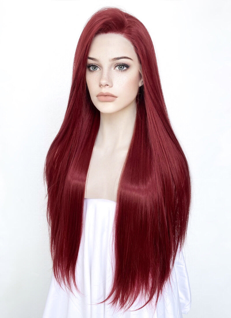 Wine Red Straight Lace Front Synthetic Wig LF5058