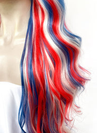 Tri-Tone French Flag Color Wavy Lace Front Synthetic Wig LF5175