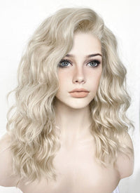 Light Ash Blonde Wavy Lace Front Synthetic Wig LF6004