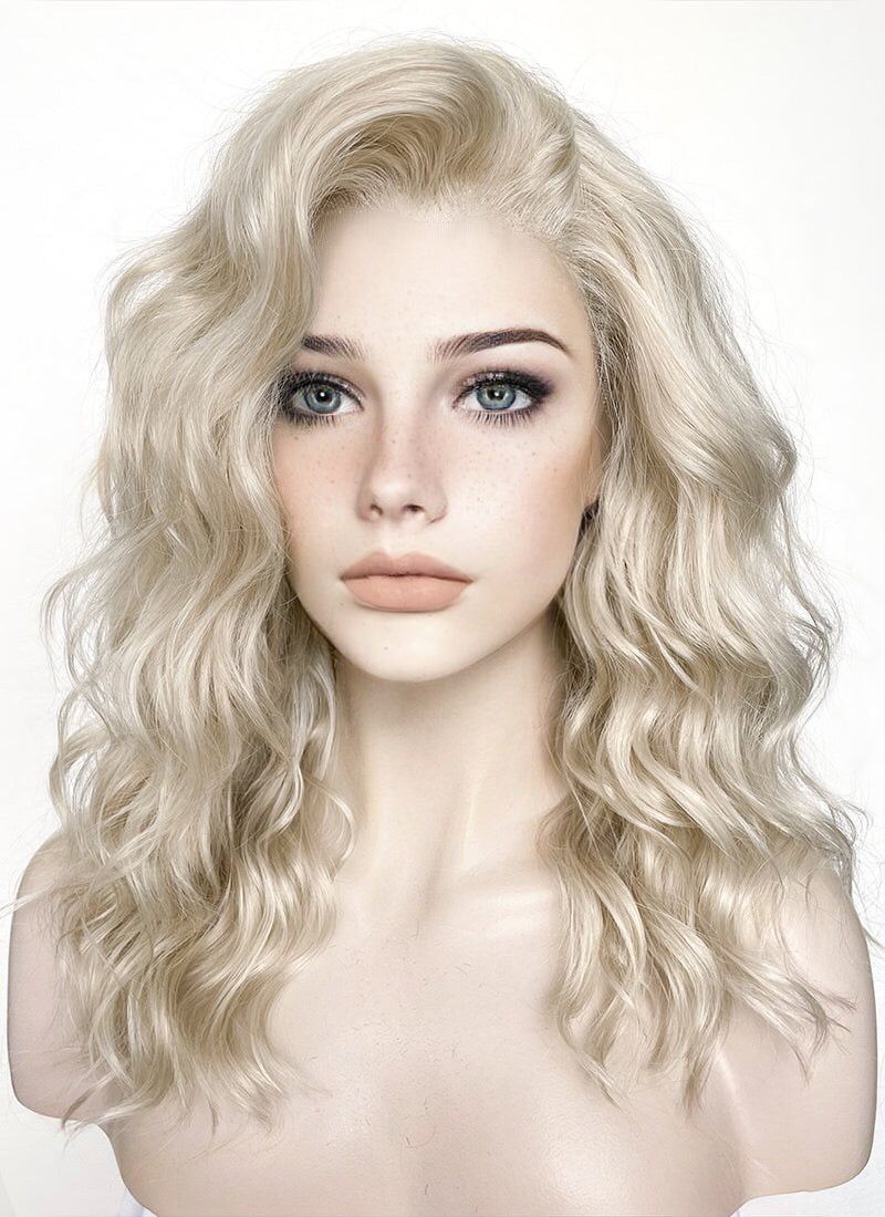 Light Ash Blonde Wavy Lace Front Synthetic Wig LF6004