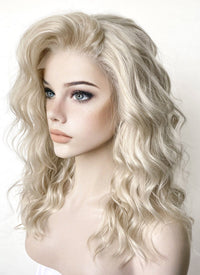 Light Ash Blonde Wavy Lace Front Synthetic Wig LF6004