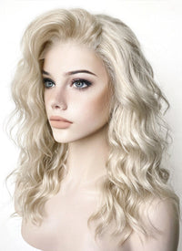 Light Ash Blonde Wavy Lace Front Synthetic Wig LF6004