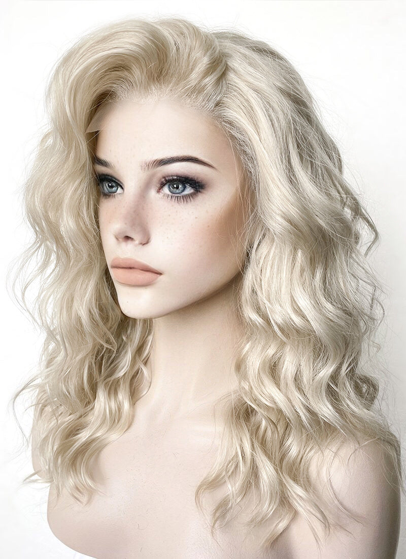 Light Ash Blonde Wavy Lace Front Synthetic Wig LF6004