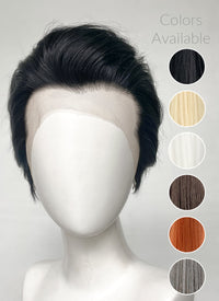 Elvis Black Straight Slicked Back Lace Front Synthetic Men's Wig LF6010