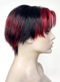 Black Mixed Red Straight Lace Front Synthetic Men's Wig LF6027