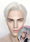 White Straight Lace Front Synthetic Men's Wig LF6047