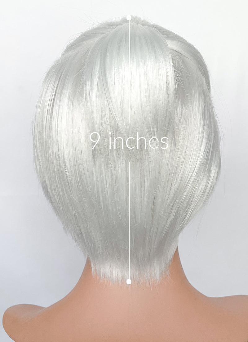 Baldur's Gate 3 Shadowheart White Yaki Straight Lace Front Synthetic Wig With Ponytial Extension LF6048