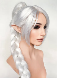 Baldur's Gate 3 Shadowheart White Yaki Straight Lace Front Synthetic Wig With Ponytial Extension LF6048