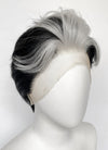 Helluva Boss Blitzo Buckzo Black And Silver White Money Piece Straight Lace Front Synthetic Men's Wig LF6065