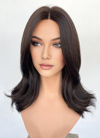 Brunette Curtain Bangs Straight Lace Front Synthetic Wig LF6080