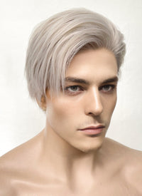 Pastel Grey Blonde Straight Lace Front Synthetic Men's Wig LF6092